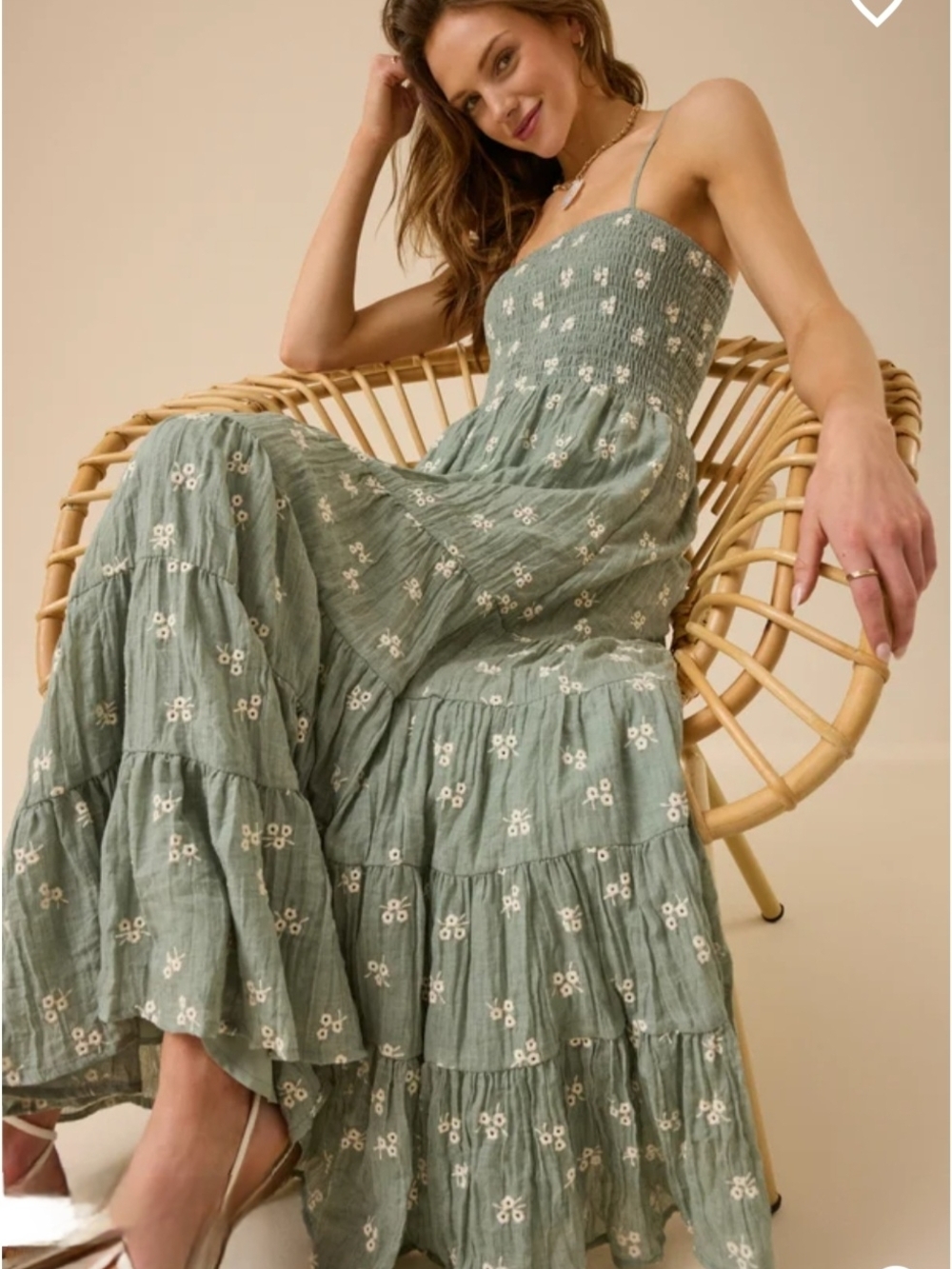 Altar'd State Light Blue Floral Smocked Maxi Dress
